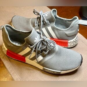 Adidas NMD_R1 Gray/Red/White 
Men’s Size 12    NWOT